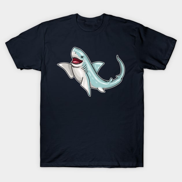 Shark Great White Waving T-Shirt by bigraydesigns